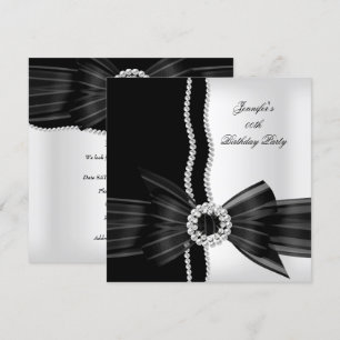 Invitation Anniversaire Black White Pearl Diamond Image