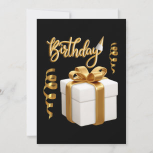 Invitation Anniversaire Blanc Or