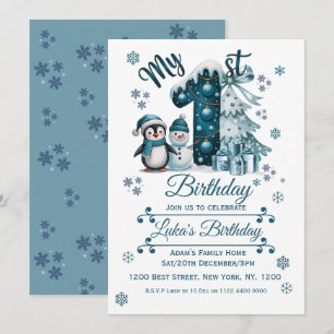 Invitation Anniversaire Bleu 1ère Noël