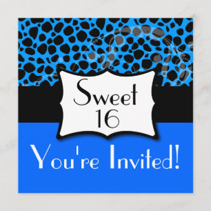 Invitation Anniversaire bleu du bonbon 16 à guépard