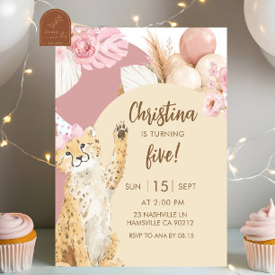 Invitation Anniversaire Boho Cheetah Savane
