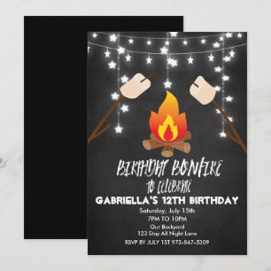 Invitation Anniversaire Bonfire Campout fête d'anniversaire