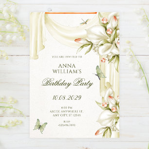 Invitation Anniversaire botanique floral décoratif