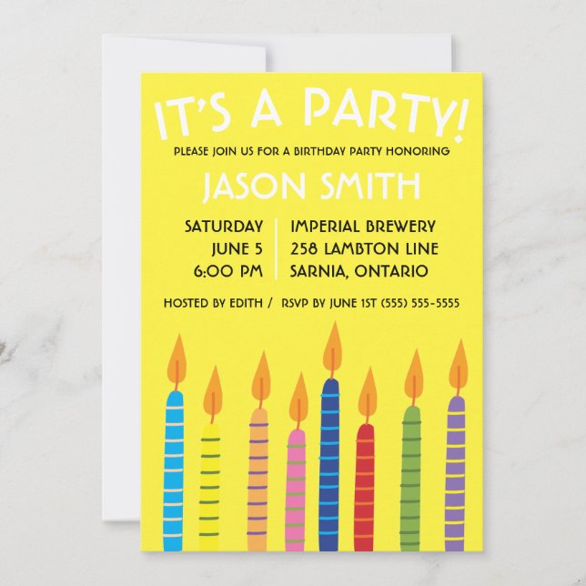 Invitation Anniversaire Bougies fête d'anniversaire (Devant)