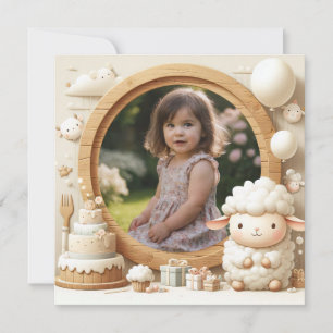 Invitation Anniversaire Cadre ovin pour la photo