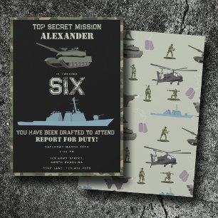 Invitation Anniversaire Camouflage Militaire Vert Camo Armée