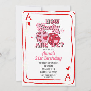 Invitation anniversaire casino rétro rose