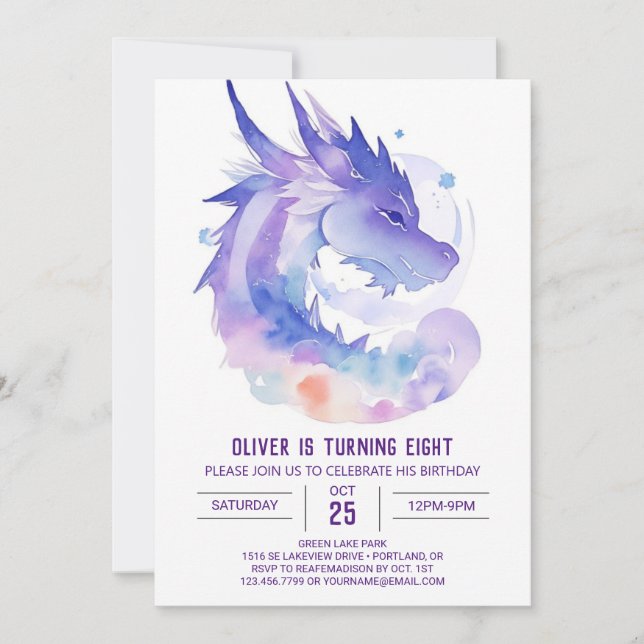 Invitation Anniversaire céleste du Dragon de Bébé (Devant)