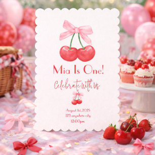 INVITATION ANNIVERSAIRE CERISE ARC-EN-CIEL ROSE