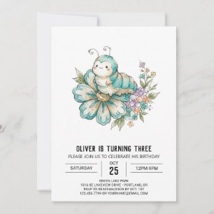Invitation Anniversaire Chenille Sarcelle