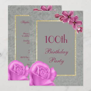 Invitation Anniversaire chic de damassé florale et élégante