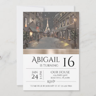 Invitation Anniversaire Chic Paris Tour Eiffel Gold