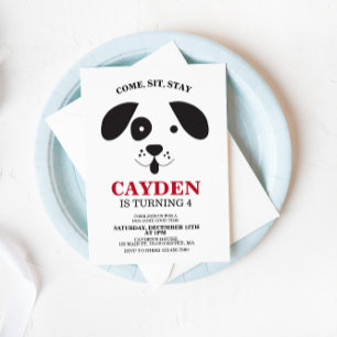 Invitation Anniversaire chien tacheté noir et blanc