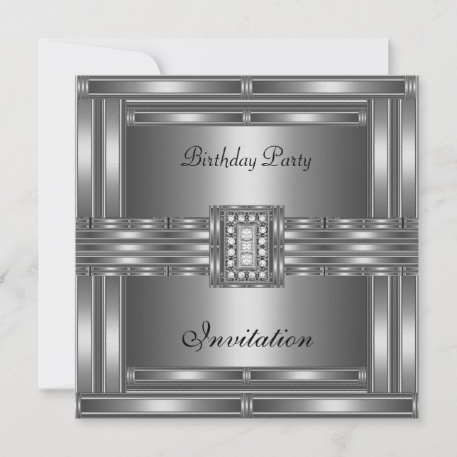 Invitation Anniversaire Chrome Sur Bijou Diamant A (Devant)