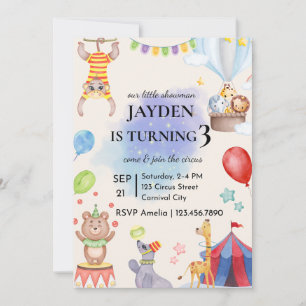 Invitation anniversaire cirque modifiable