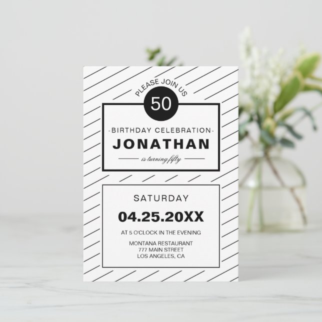Invitation Anniversaire classique simple (Debout devant)