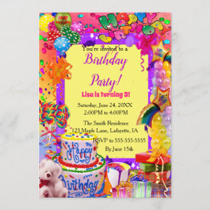 Invitation Anniversaire coloré de ballons de fête joyeux
