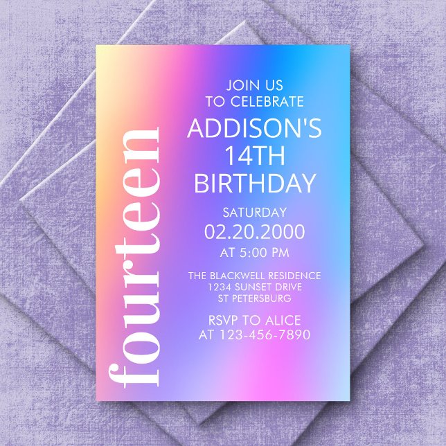 Invitation Anniversaire coloré des filles amusantes (Créateur téléchargé)