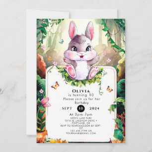 Invitation Anniversaire coloré du lapin de bois