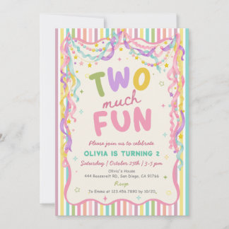 Invitation anniversaire colorée fille trop amusant