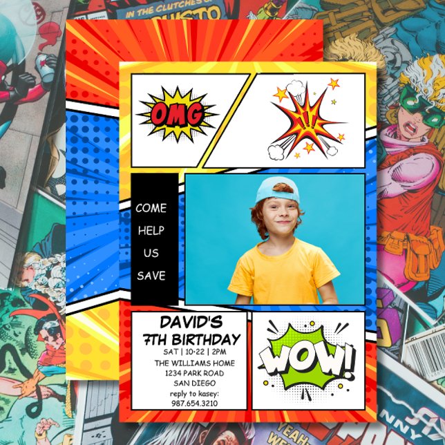 Invitation Anniversaire Comédie Style Livre Pop Ar (Créateur téléchargé)