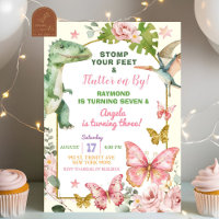 Anniversaire commun de papillons et de dinosaures