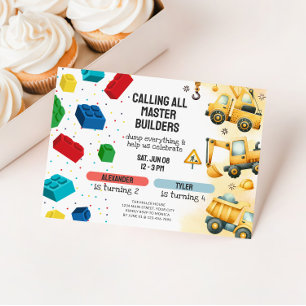Invitation Anniversaire conjoint Construction & Blocs de cons