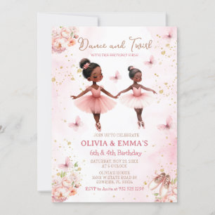 Invitation Anniversaire conjoint de Ballerina afro-américaine