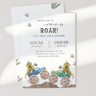 Invitation Anniversaire conjoint de frères et sœurs Monster T