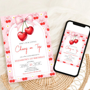Invitation anniversaire Coquette Rose Cerise