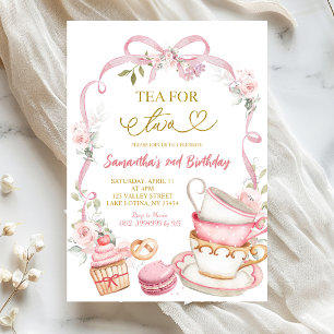 Invitation anniversaire Coquette thé pour deux ave