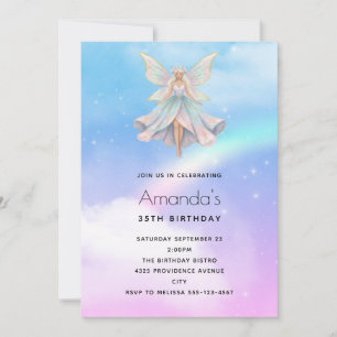 Invitation Anniversaire Couleurs Pastel Ange Magique Fée