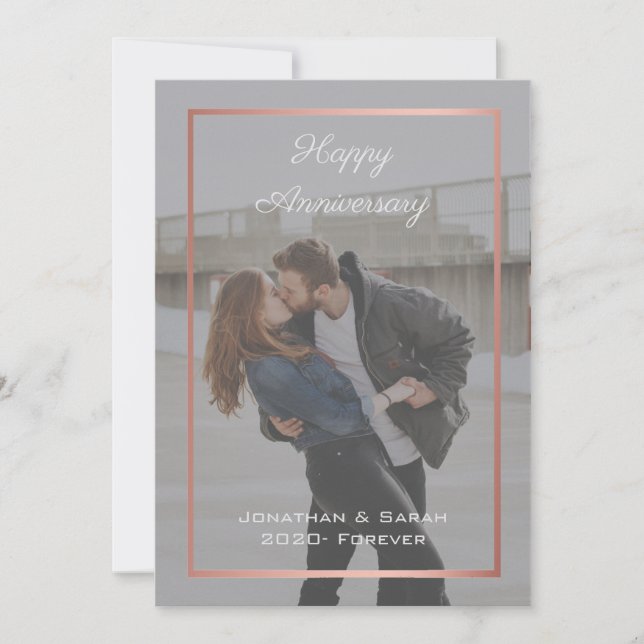 Invitation anniversaire coutume couple photo amour romantique (Devant)