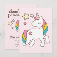Anniversaire. Cute Unicorne avec de mignons baguet