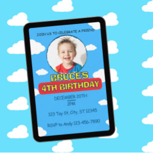 Invitation Anniversaire d'ami Ciel Bleu & Nuages