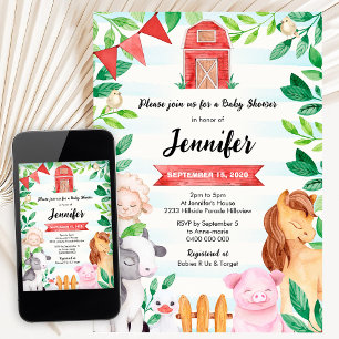 Invitation Anniversaire d'animaux de la ferme