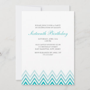 Invitation Anniversaire d'Aqua Ombre Chevrons