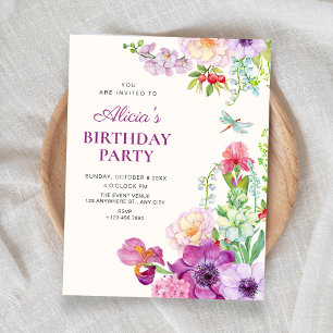 Invitation Anniversaire d'art floral élégant esthétique