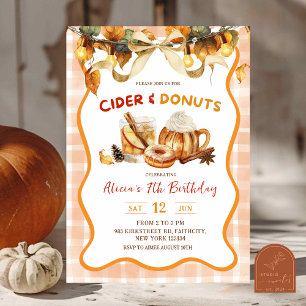 Invitation Anniversaire d'automne Cidre et beignets à carreau