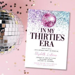 Invitation Anniversaire de 30 ans tendance paillettes disco a