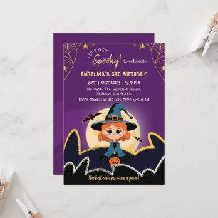 Invitation Anniversaire de 3 ans de sorcière Spooktacular Hal