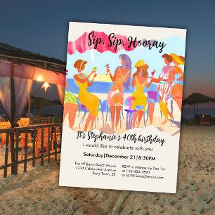 Invitation Anniversaire de 40 ans drôle de cocktail de plage 