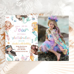 Invitation Anniversaire de 4 ans de sirène, Photo de sirène q