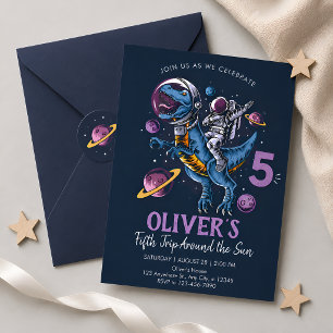 Invitation Anniversaire de 5 ans de l'Astronaute Dinosaure