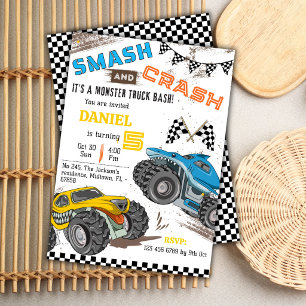 Invitation Anniversaire de 5 ans d'un enfant moderne cool ave