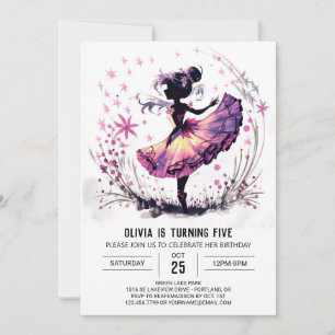 Invitation Anniversaire de Ballerina enchantée de la fille