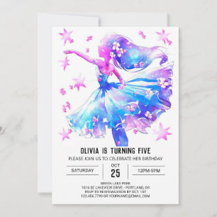 Invitation Anniversaire de Ballerina numérique simple