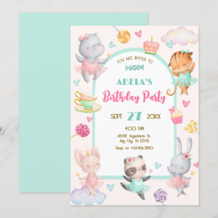 Invitation Anniversaire de ballerine Pastel