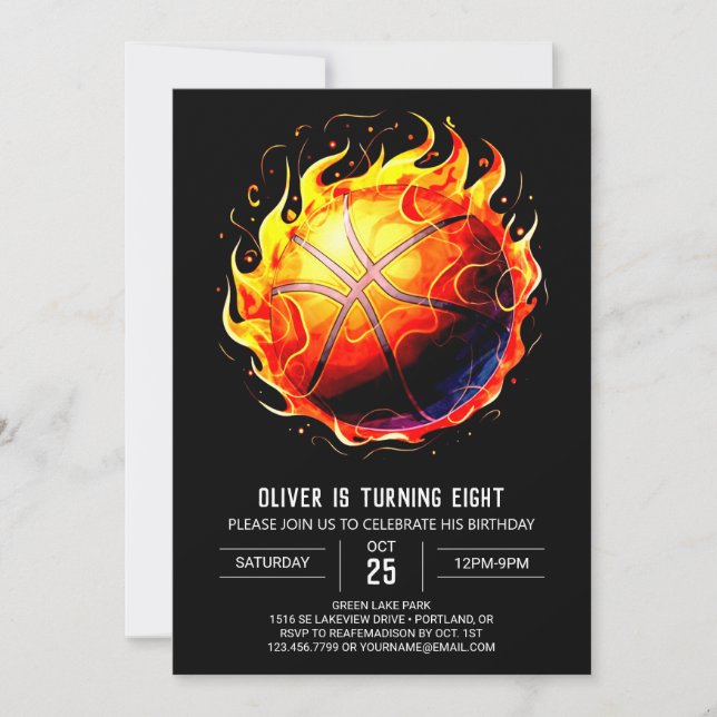Invitation Anniversaire de basket-ball imprimable enchanté (Devant)