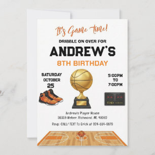 Invitation Anniversaire de basketball personnalisé pour enfan